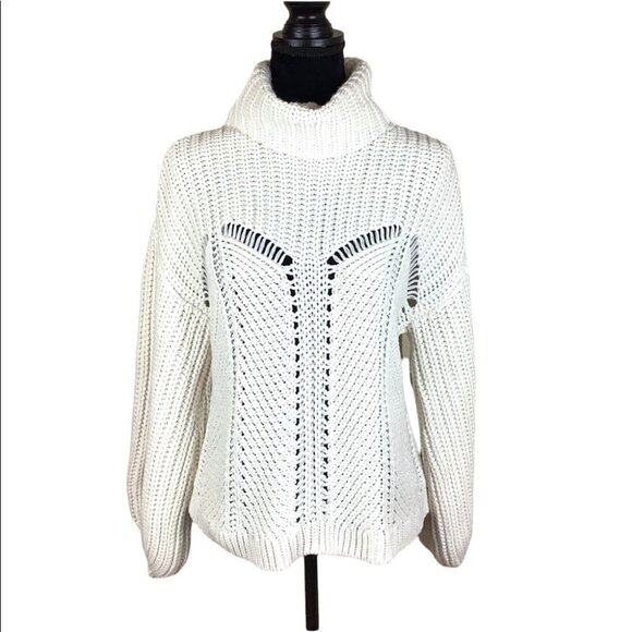 525 OFF WHITE TURTLENECK CHUNKY SWEATER - Picture 1 of 7